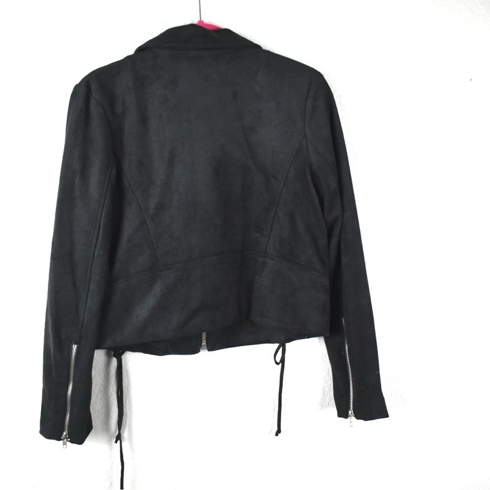 Olivaceous Black Faux Suede Lace Up Moto Jacket Women's Size M - Picture 3 of 10